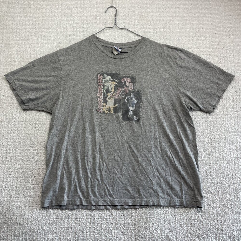 VTG 90s Logo Athletic Grey T-Shirt Sz XL Soccer, Football, Hockey & BB Print